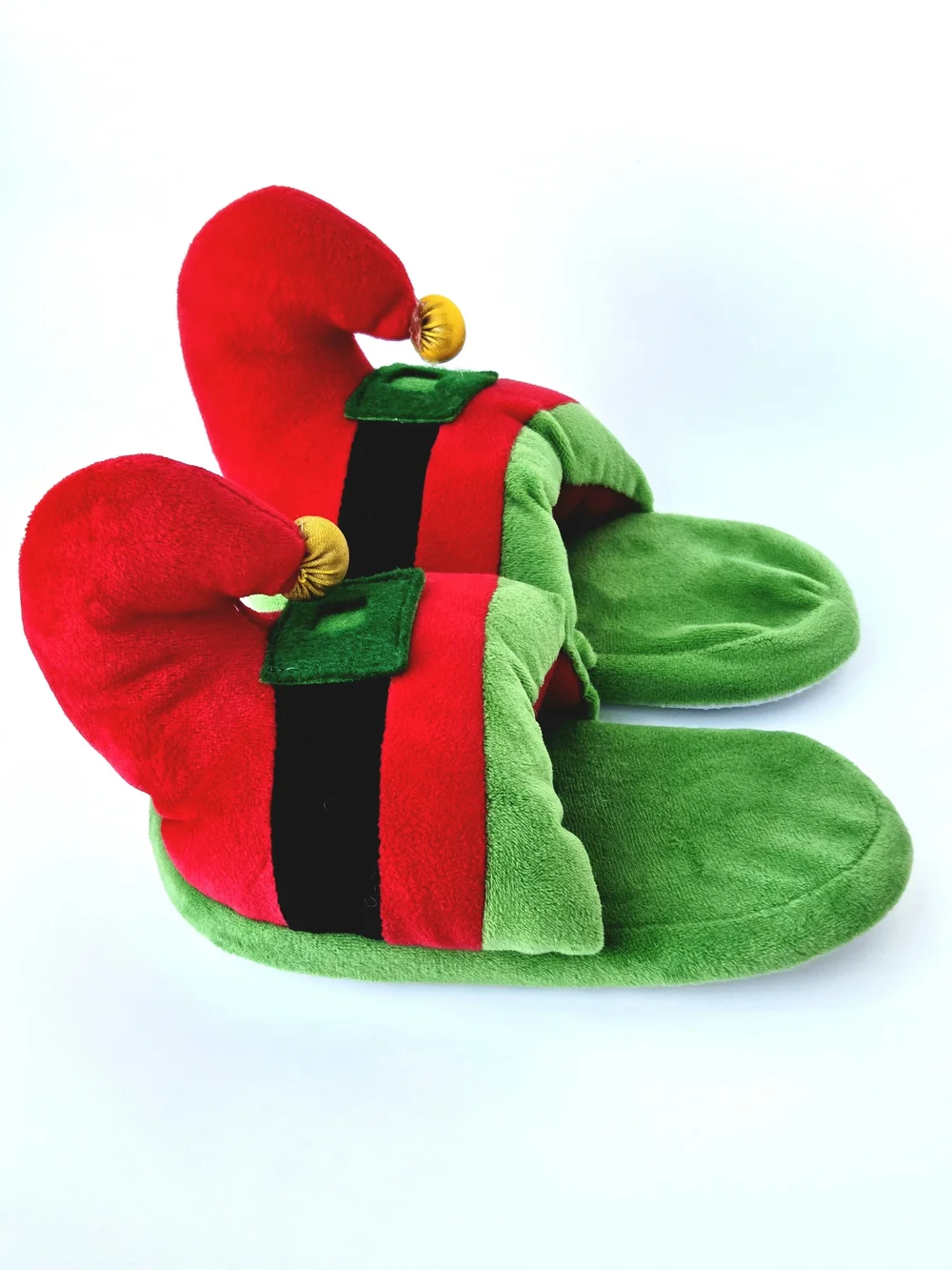 Holiday Elf Slippers Christmas Slip On Slides Kids Size 4-5T Plush